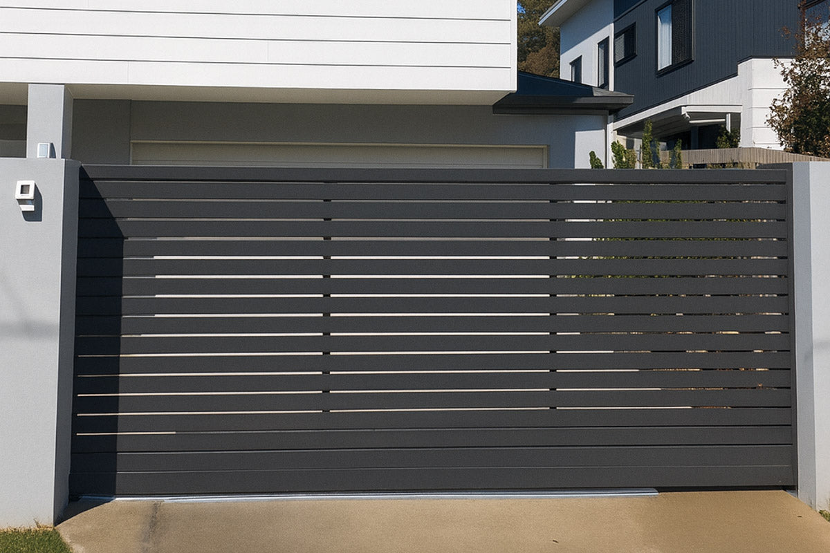 black aluminium sliding gate